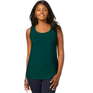 Jessica London Stretch Cotton Horseshoe Neck Tank - 1 of 4