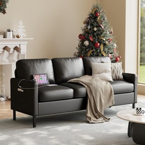 Loveseat Small Person Couch HOMESTOCK 55 Tan Mid-Century Leather 3