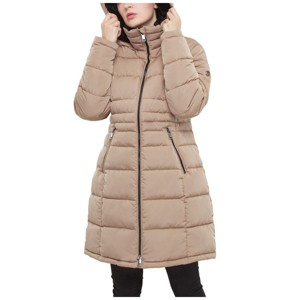 Rokka&Rolla Women's Heavy Long Winter Coat with Fleece Hood Parka Jacket - 1 of 4
