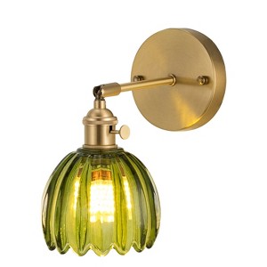 YIYIBYUS Vintage Green Wall Sconce Floral Wall Light, Green - 1 of 4