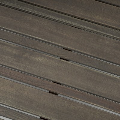 Gray Acacia Wood Outdoor Coffee Table with Slat Panel Design