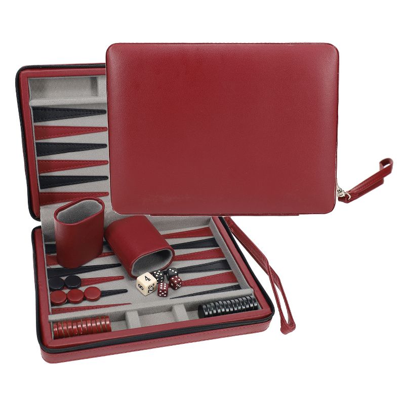 WE Games Magnetic Backgammon Set with Leatherette Case and Carrying Strap - Travel Size, 1 of 12