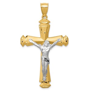 Black Bow Jewelry Men's 14k Two Tone Gold Satin or Polished Crucifix Pendant, 31 x 56mm - 1 of 4