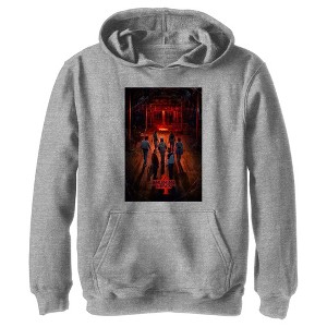 Boy's Stranger Things Caution Creel House Rift Poster Pull Over Hoodie - 1 of 4