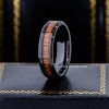 Jewelry Avalanche 6mm Beveled Black IP Hawaiian Koa Wood Tungsten Carbide Men Women Wedding Band - 2 of 4