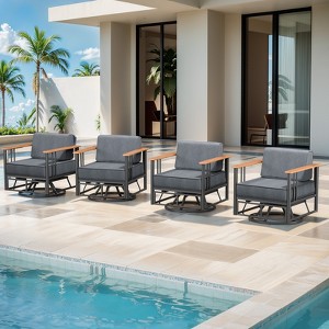 Outdoor Swivel Rocker Patio Chairs High Back Wicker Patio Furniture - 1 of 4