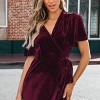 Women's Festive Ribbed Velvet Belted Midi Fall Dress -Cupshe - 2 of 4