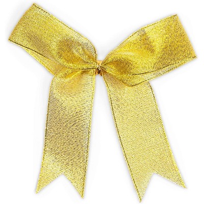 Bright Creations 72 Pieces Christmas Ribbon Bows Organza Xmas Gift Wrapping Bowknot with Twist Tie, Gold