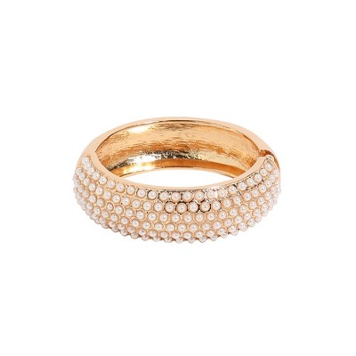 SOHI Women's Pearl White Pearl Bangle Bracelet