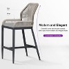PURPLE LEAF 2 Pieces Bar Stools Patio Modern Rattan Barstools Aluminum Woven Tall Bar Chairs with Cushions for Outdoor Kitchen Island Garden - 3 of 4