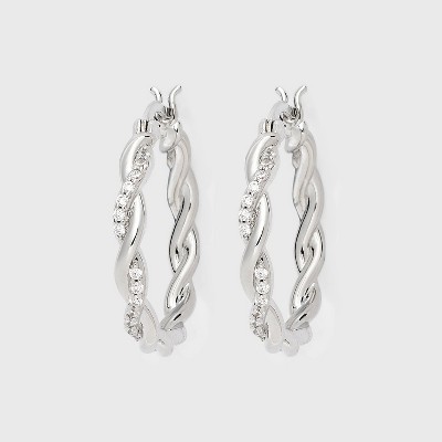Old English Jewellers Sterling Silver Lightweight Twist Hoop Earrings - 30mm - 925 Silver (Made In Italy)