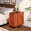 Lantine Modern Wooden Night Stand with 3 Drawers, Farmhouse End Table with Storage, Narrow Bedside Table for Bedroom, Sofa, Living Room, Warm Brown - 3 of 4