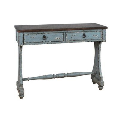 Distressed Two-Tone Entryway Console Table River Blue - HomeFare