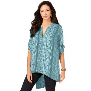 Roaman's Women's Plus Size Geometric Tunic - 1 of 4