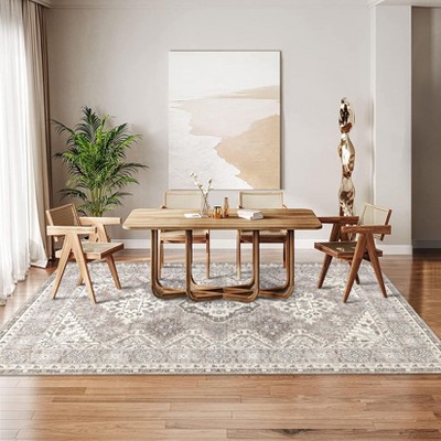 TROPOW Vintage Foldable Low Pile Rugs Traditional Throw Floor Cover Ultra-Thin Carpet
