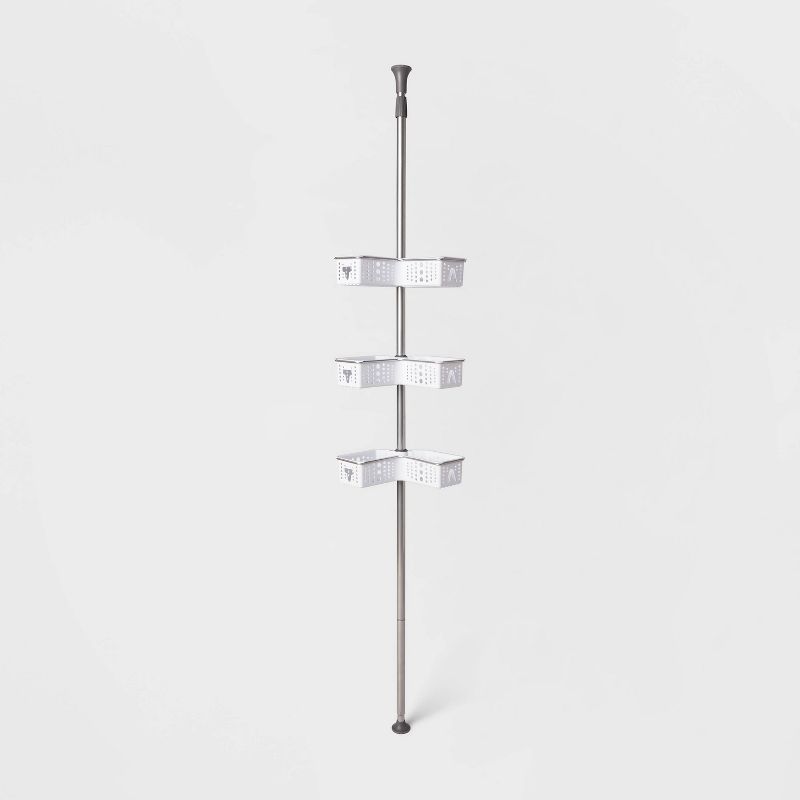 Steel Corner L Shaped Tension Pole Caddy Chrome - Room Essentials&#8482;, 1 of 6