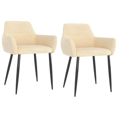 vidaXL Dining Chair Set of 2 Cream Velvet (100% polyester), metal
