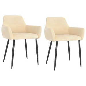 vidaXL Dining Chair Set of 2 Cream Velvet (100% polyester), metal - 1 of 2