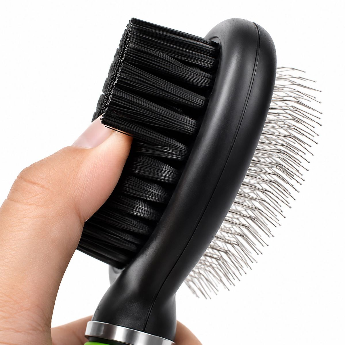 Pet Life Flex Series 2-in-1 Dual-Sided Slicker and Bristle Grooming Pet Brush, Green - thumbnail 7