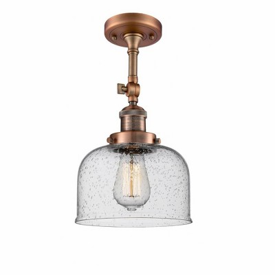 Bell - 1 Light Semi-Flush Mount In Industrial Style-14 Inches Tall and 8 Inches Wide