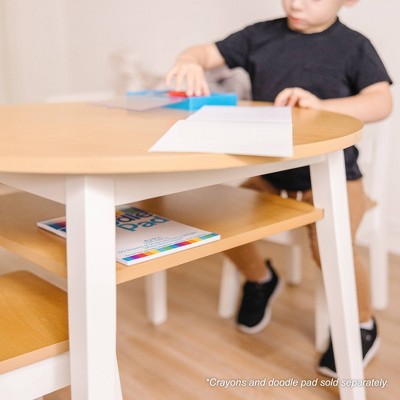 Light Wood and White Round Kids Table with Chairs Set