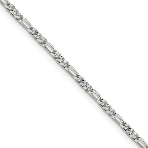 Black Bow Jewelry 2.5mm Sterling Silver Solid Figaro Chain Necklace - 1 of 4