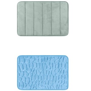 Unique Bargains 2Pcs Non Slip Absorbent Thick Soft Quick Dry Bathroom Bath Rugs - 1 of 4