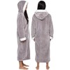 Silver Lilly - Women's Plush Zip Up Sherpa Lined Hooded Robe - image 3 of 4