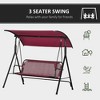 PAGED Swing Chair Outdoor, 3-Person Porch Swing Bench with Stand & Adjustable Canopy, Armrests, Steel Frame for Outdoor - 3 of 4