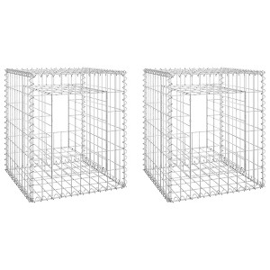 vidaXL Gabion Basket Posts 2 pcs 19.7"x19.7"x23.6" Iron - 1 of 2
