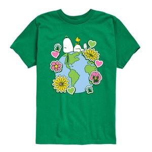Boys' - Peanuts - Snoopy Woodstock Earth Stickers Short Sleeve Graphic T-Shirt - 1 of 4