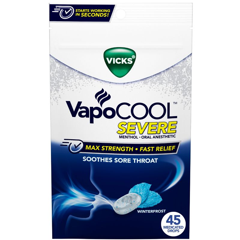 Vicks VapoCOOL Severe Medicated Cough Drops - Menthol - 45ct, 1 of 14