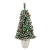 50in. Frosted Pine Artificial Christmas Tree with 100 Clear LED Lights & Berries in White Planter – Compact Holiday X-Mas Accent - 3 of 4