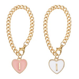 Unique Bargains Letter Heart Shape Identification Accessories Pink & White 2 Pcs - 1 of 4
