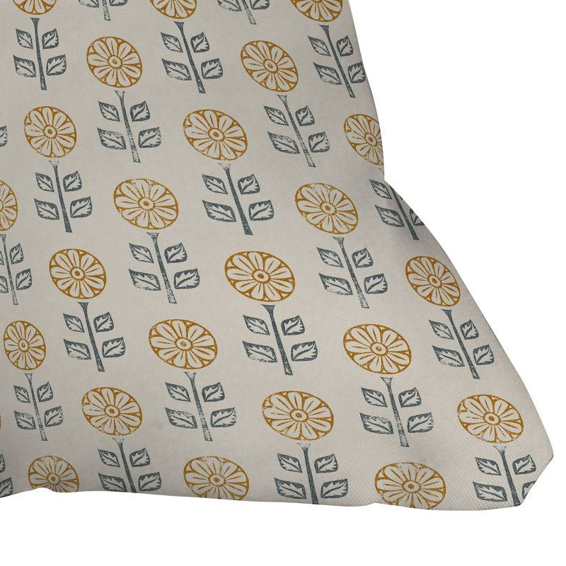16&#34;x16&#34; Jessica Prout Block Print Floral Square Throw Pillow Gold - Deny Designs, 4 of 6