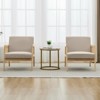 Linen Upholstered Lounge Armchairs (2-Pack) - Indoor/Outdoor Rattan Webbing Reading Chairs with Sturdy Wood Frame for Patio - 2 of 4