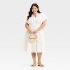 Women's Short Sleeve Pleated Midi Shirtdress - Ava & Viv™ - 3 of 3