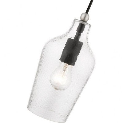 Avery Transitional Mini Pendant in Black and Brushed Nickel with Clear Glass
