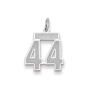Black Bow Jewelry 14k White Gold, Jersey Collection, Small Number 44 Pendant - 1 of 2