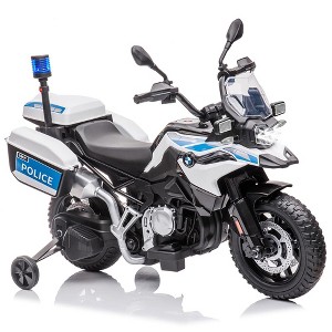 Jojoka-12V 7Ah Ride On Motorcycle with 2 Speeds, LED Headlights, Spring Suspension, MP3, Music, Training Wheels - 1 of 4