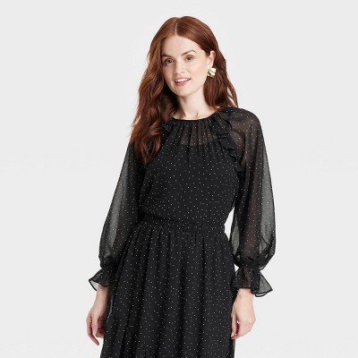 Women's Long Sleeve Ruffle Blouse - A New Day™