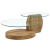 NicBex Artistic Double Layer Coffee Table with White Marble and Wood Grain Collision, Density Board Sticker and Reinforced Glass for Dining Room - 2 of 4
