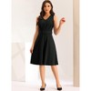 Allegra K Women's V-Neck Sleeveless Below Midi Belted Work A-Line Dress - 4 of 4