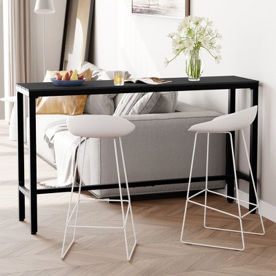 Black Metal and Plastic Outdoor Counter Height Bar Table