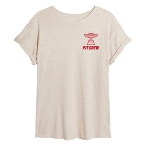 Women's - Disney - Team Lightning Mcqueen Pit Crew Oversized Graphic T-Shirt - 1 of 4
