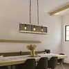 ALOADECOR Black Mesh Kitchen Island Chandelier Weathered White Wood Frame - 2 of 4