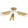 Progress Lighting Cornett 3-Light Flush Mount, Brushed Gold, Metal Reflector Shades - 2 of 4