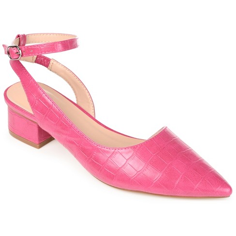 Journee Collection Womens Keefa Pointed Toe Low Block Heel Pumps Magenta 12