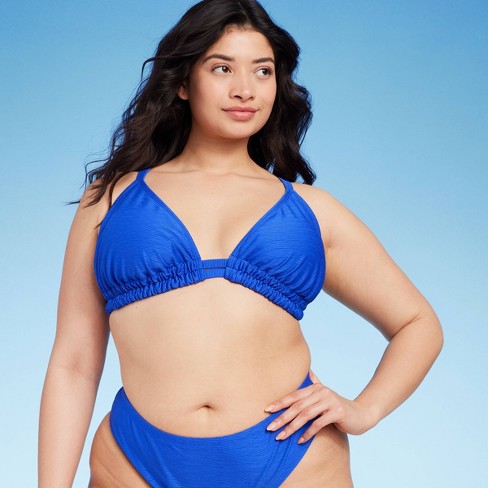 Women s Textured Triangle Bikini Top Wild Fable Blue X Target