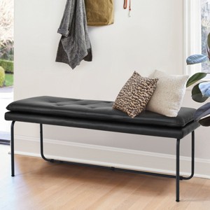 Nano  48" Faux Leather Double padded Cushion Bench - Maison Boucle - 1 of 4